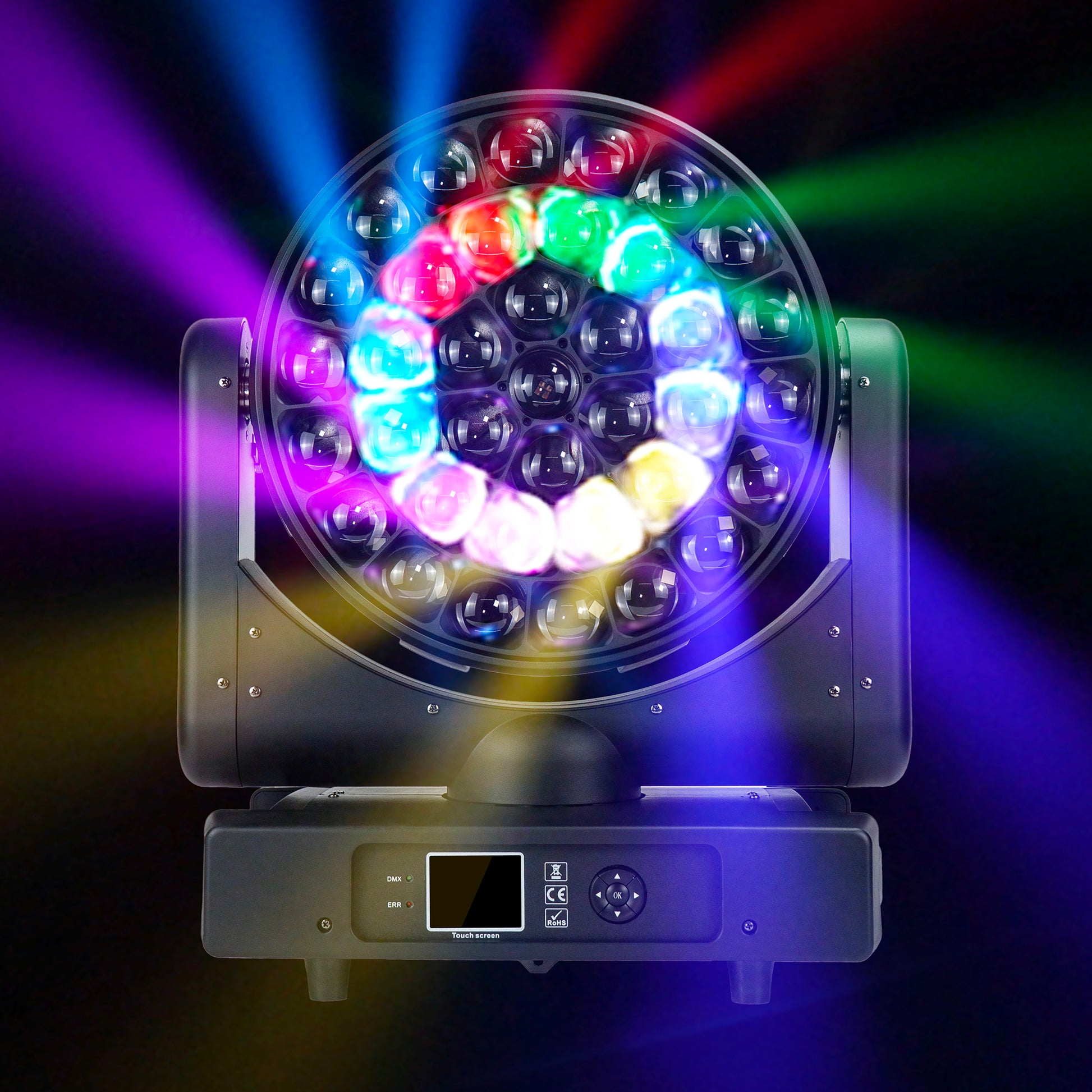 37*40W Full Color RGBW Zoom Big Bee-Eye LED Wash Moving Head Light With Circle Chasing Effect for Dj Concert Event Show Stage